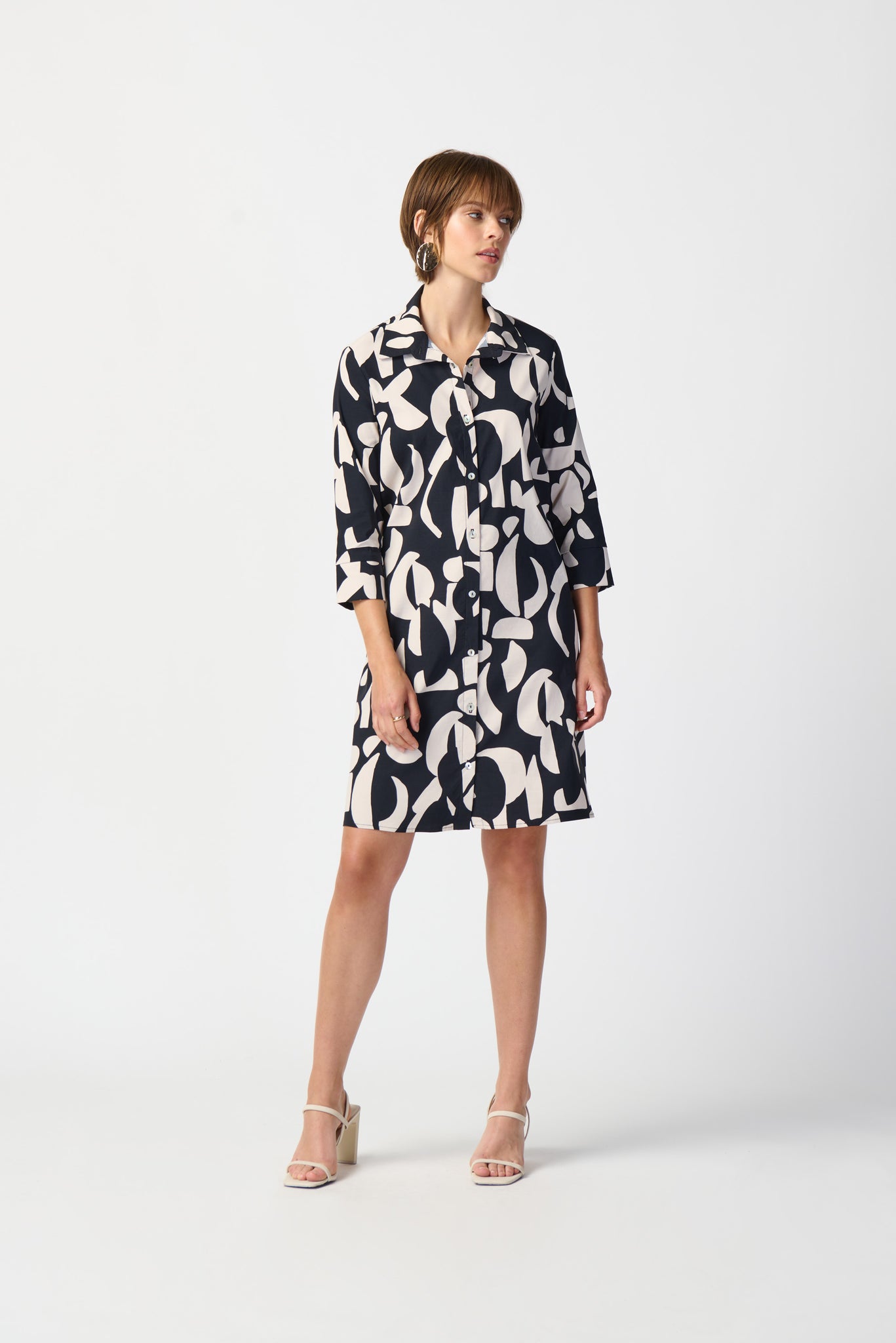 Joseph Ribkoff Abstract Print Stretch Poplin Trapeze Dress 241000 – Nunie