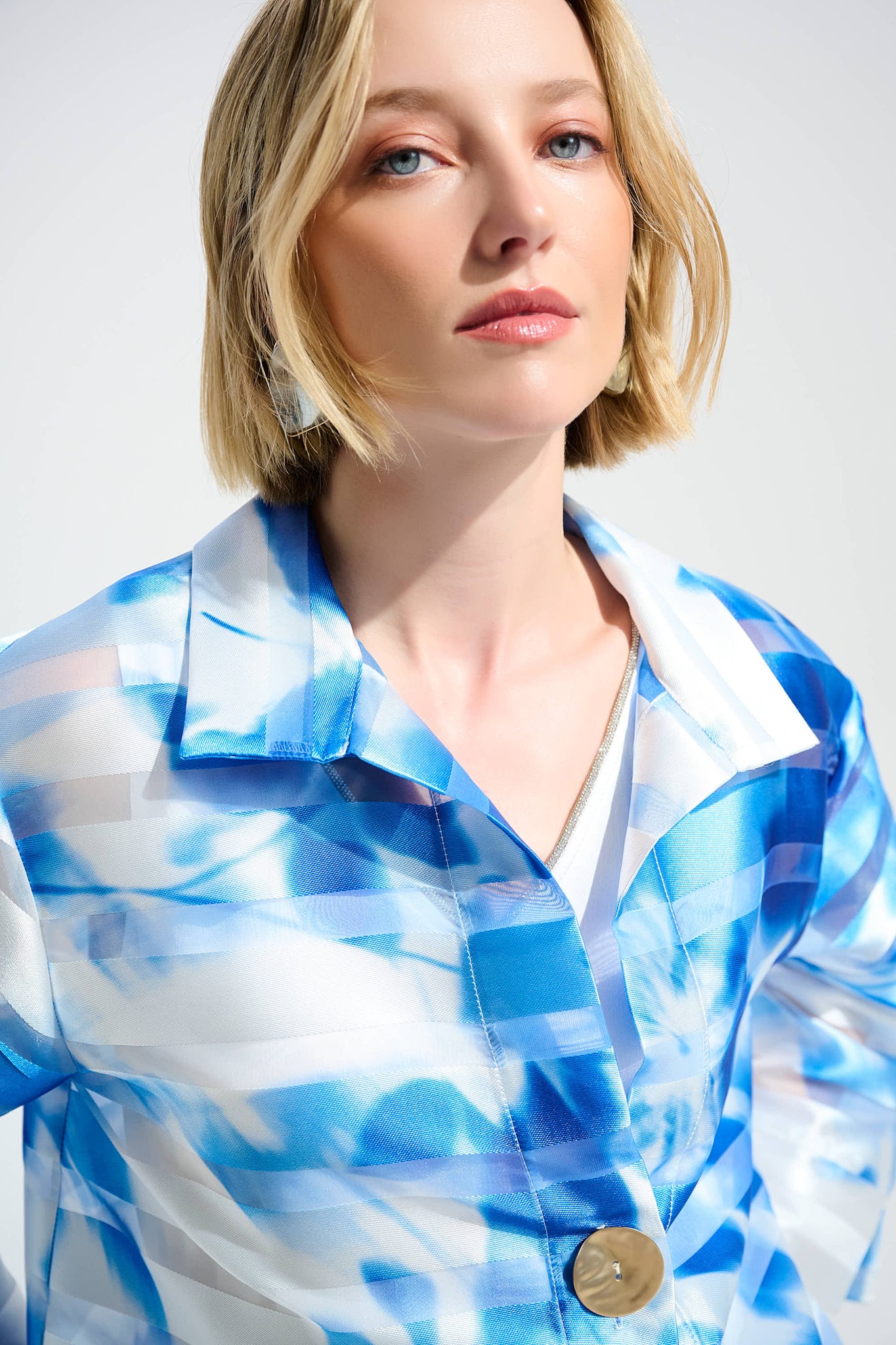 Joseph Ribkoff Signature | Jacquard Organza Floral Print Trapeze Jacke ...