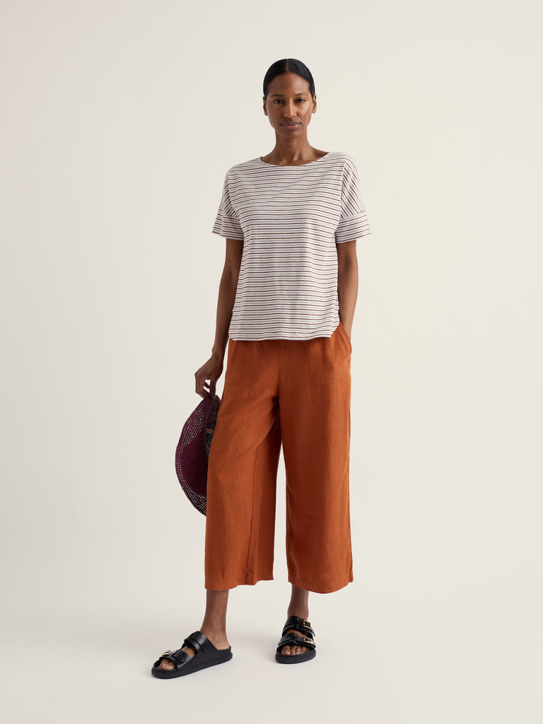 Seasalt Cornwall Bryher View T-Shirt Profile Bergamot striped organic cotton slub T-shirt with boat neckline