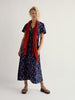 Seasalt Cornwall Chateaux Dress in Snapdragon Sea Cave floral print. Organic cotton jersey maxi dress with empire waist and angel sleeves.