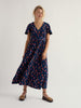 Seasalt Cornwall Chateaux Dress in Snapdragon Sea Cave floral print. Organic cotton jersey maxi dress with empire waist and angel sleeves.