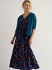 Seasalt Cornwall Chateaux Dress in Snapdragon Sea Cave floral print. Organic cotton jersey maxi dress with empire waist and angel sleeves.