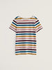 Seasalt Cornwall Sailor T-Shirt Quad Scallion Rosehip striped organic cotton T-shirt flat lay