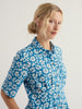 Seasalt Cornwall Wild Liquorice Dress Bold Cornflower Sailboats organic cotton midi shirt dress with collar and button front