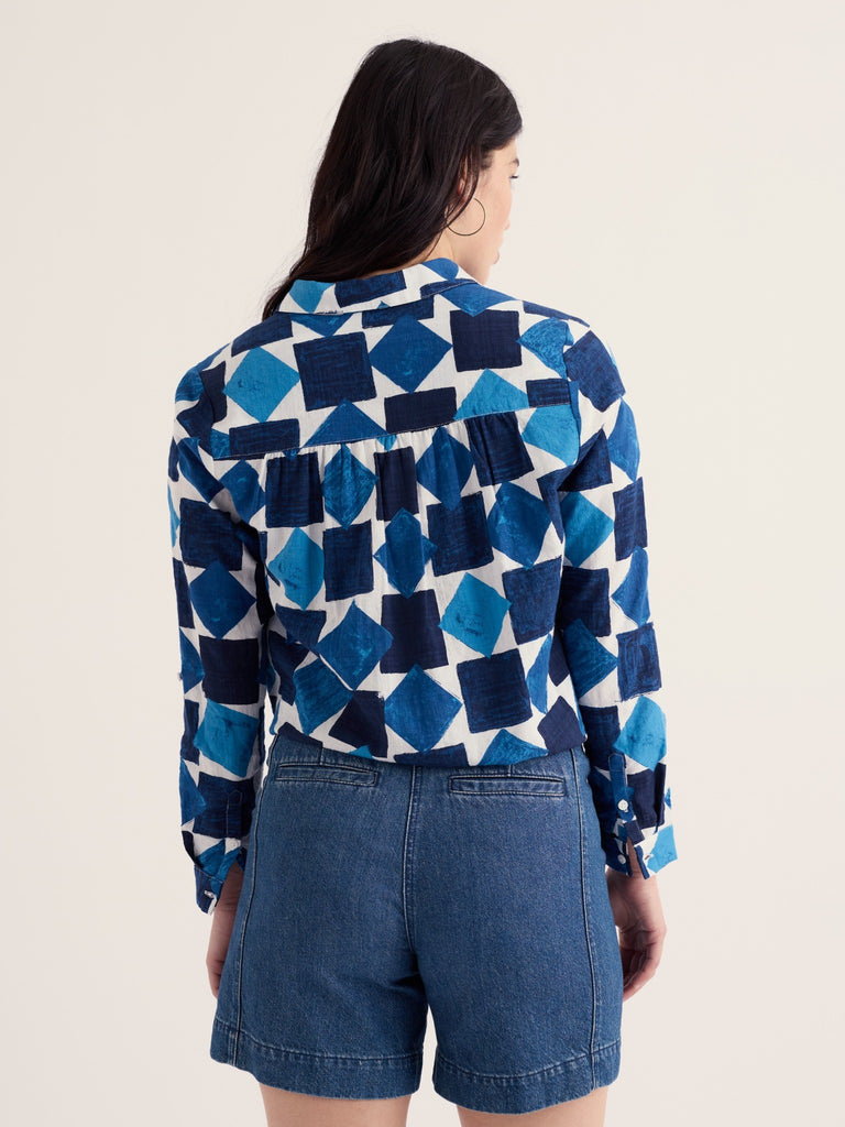 Seasalt Cornwall Wren Flutter Shirt Tumbled Blocks Maritime longline shirt in organic cotton and ECOVERO™ viscose