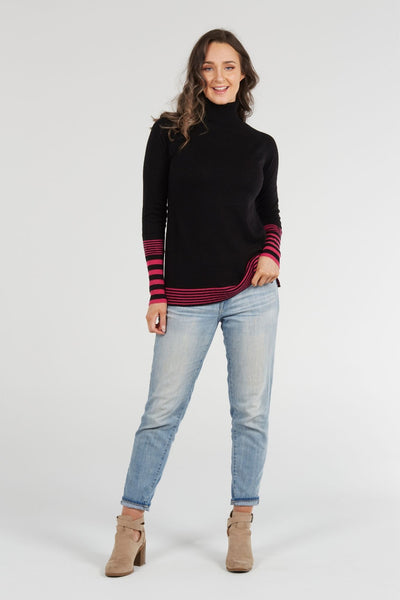 Bridge and Lord Roll Neck Pullover with Stripe BL2620 - Nunie